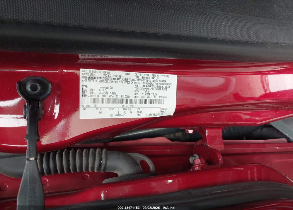 2014 FORD FOCUS VIN: 1FADP3N25EL175655