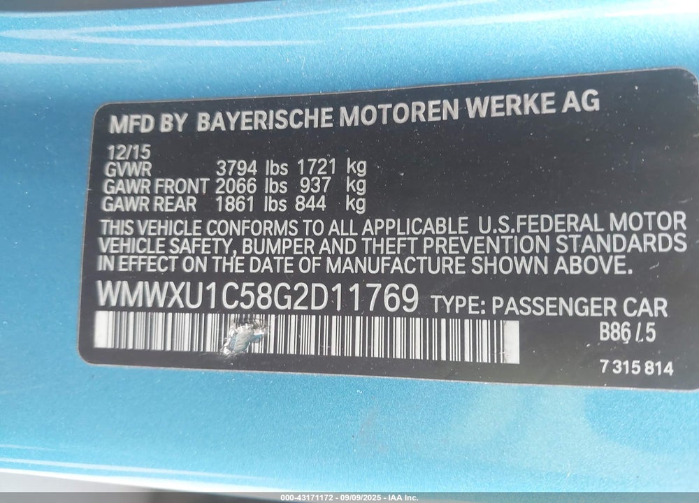 2016 MINI HARDTOP COOPER VIN: WMWXU1C58G2D11769
