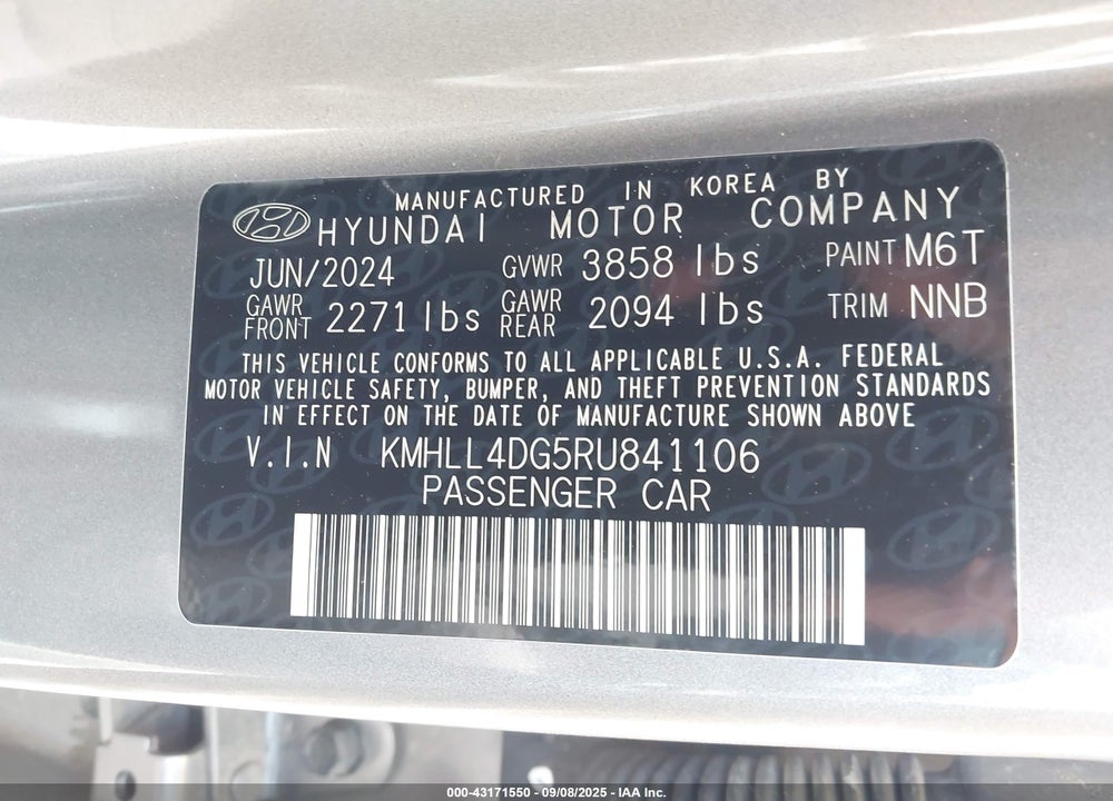 2024 HYUNDAI ELANTRA SE VIN: KMHLL4DG5RU841106