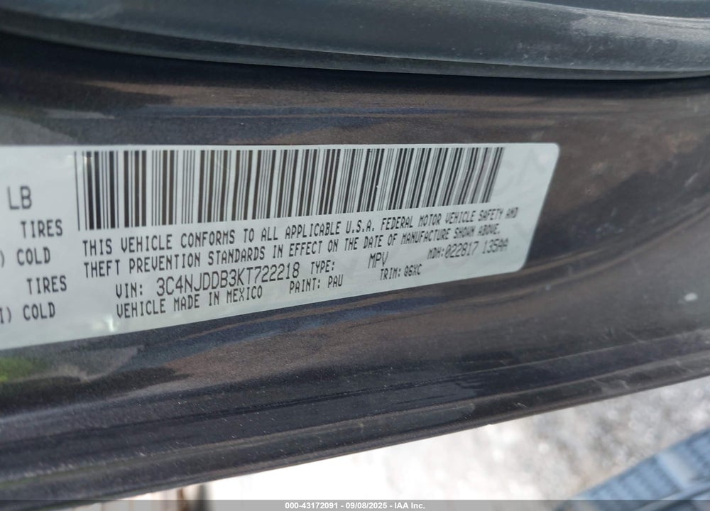 2019 JEEP COMPASS VIN: 3C4NJDDB3KT722218