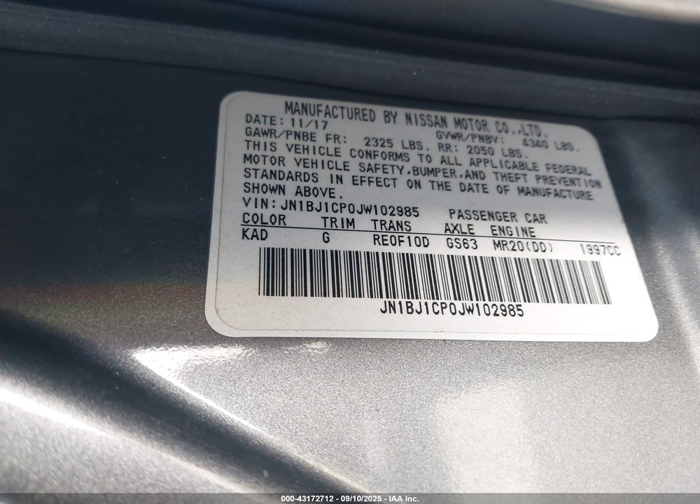 2018 NISSAN ROGUE SPORT S VIN: JN1BJ1CP0JW102985