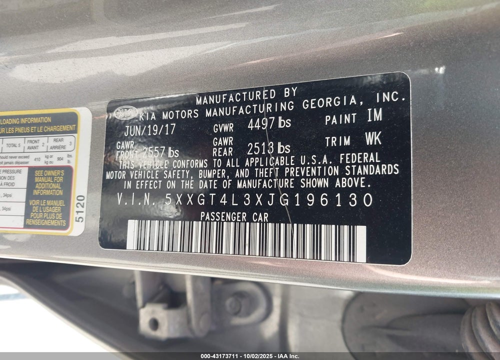 2018 KIA OPTIMA VIN: 5XXGT4L3XJG196130