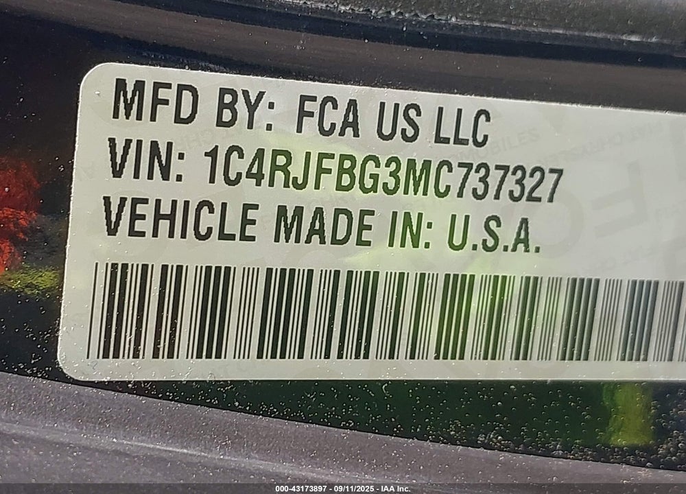 2021 JEEP GRAND CHEROKEE VIN: 1C4RJFBG3MC737327