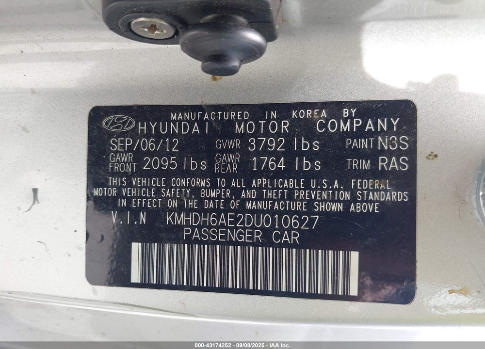 2013 HYUNDAI ELANTRA GS VIN: KMHDH6AE2DU010627