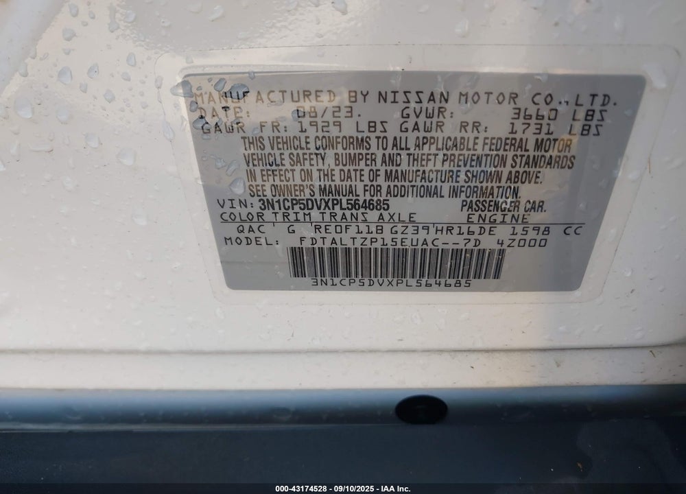 2023 NISSAN KICKS VIN: 3N1CP5DVXPL564685