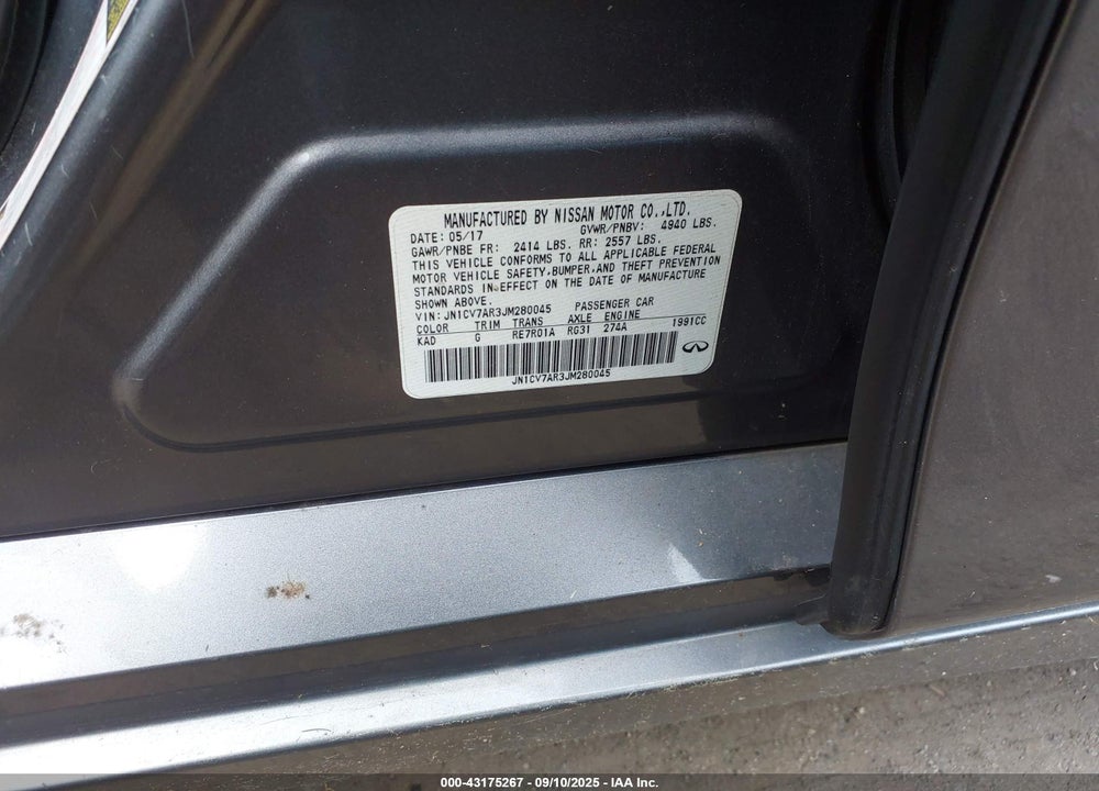 2018 INFINITI Q50 VIN: JN1CV7AR3JM280045