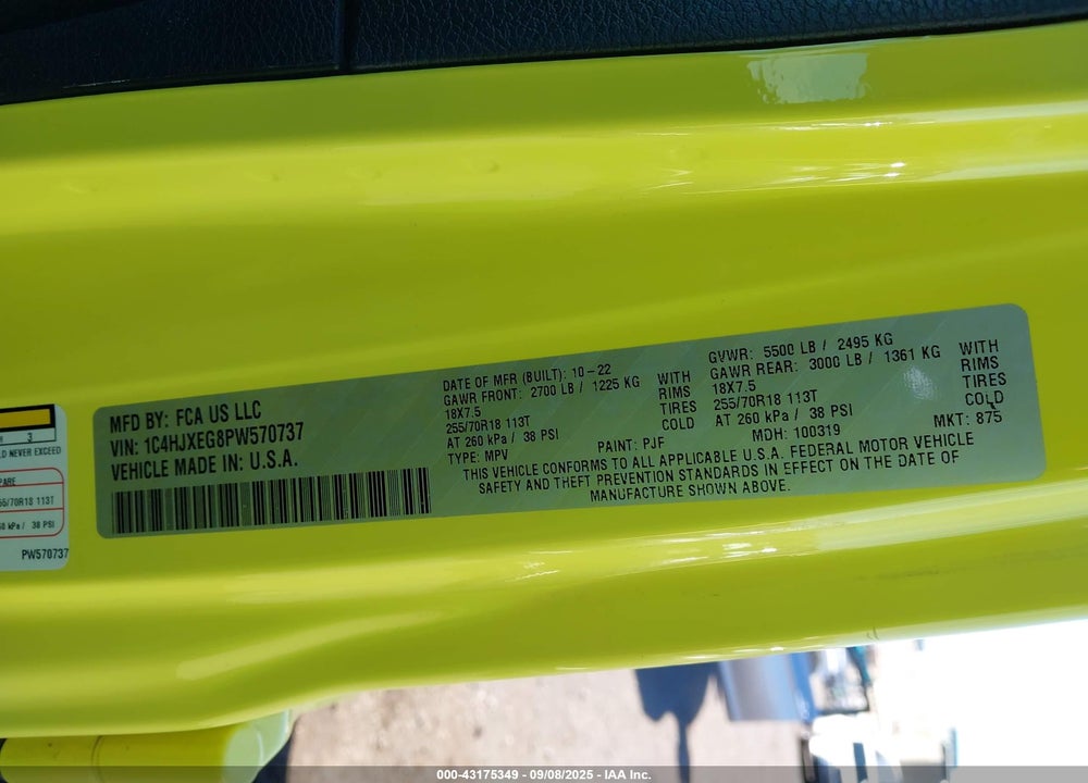 2023 JEEP WRANGLER / VIN: 1C4HJXEG8PW570737