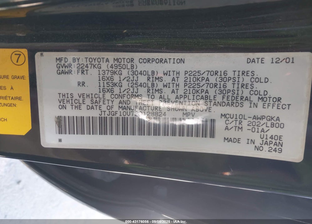 2002 LEXUS RX 300 VIN: JTJGF10U720128824