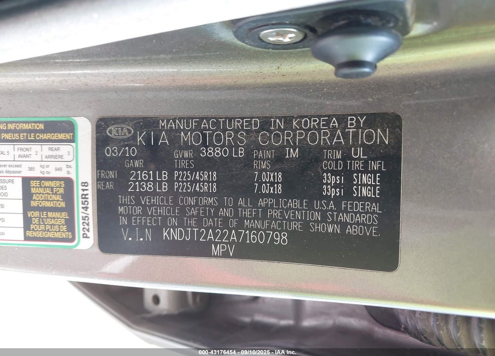 2010 KIA SOUL VIN: KNDJT2A22A7160798