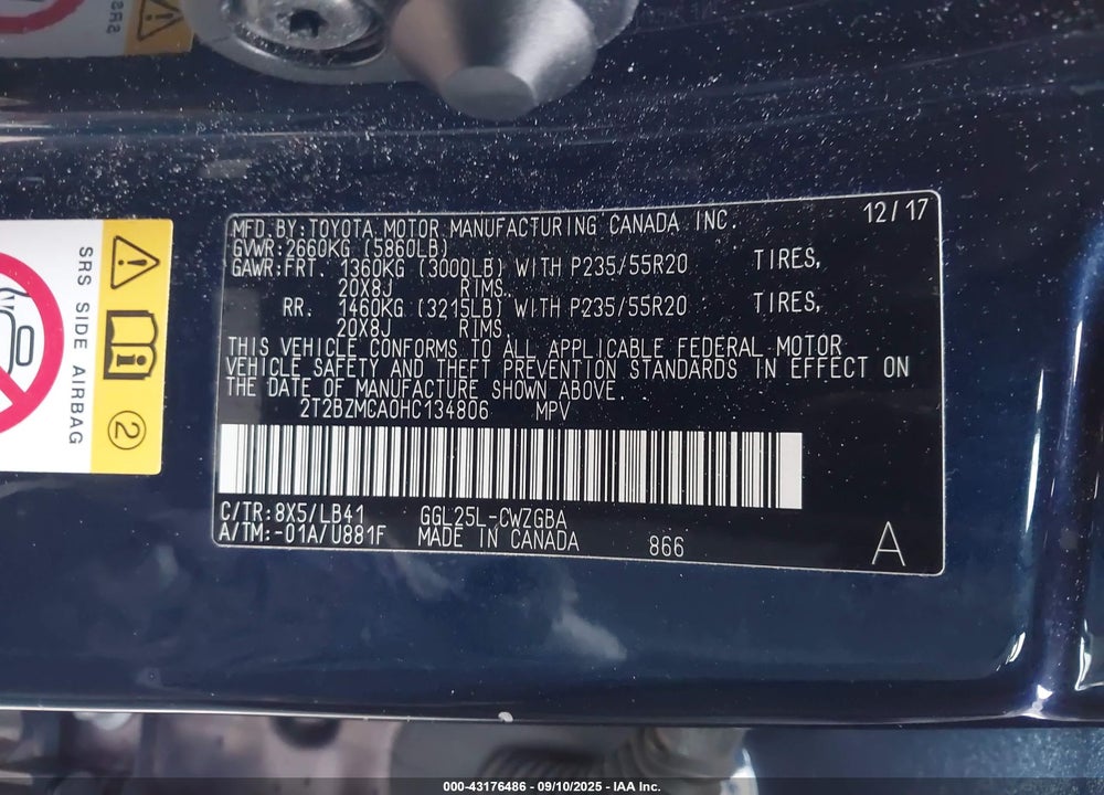 2017 LEXUS RX 350 VIN: 2T2BZMCA0HC134806