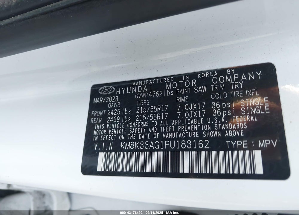 2023 HYUNDAI KONA ELECTRIC SEL VIN: KM8K33AG1PU183162