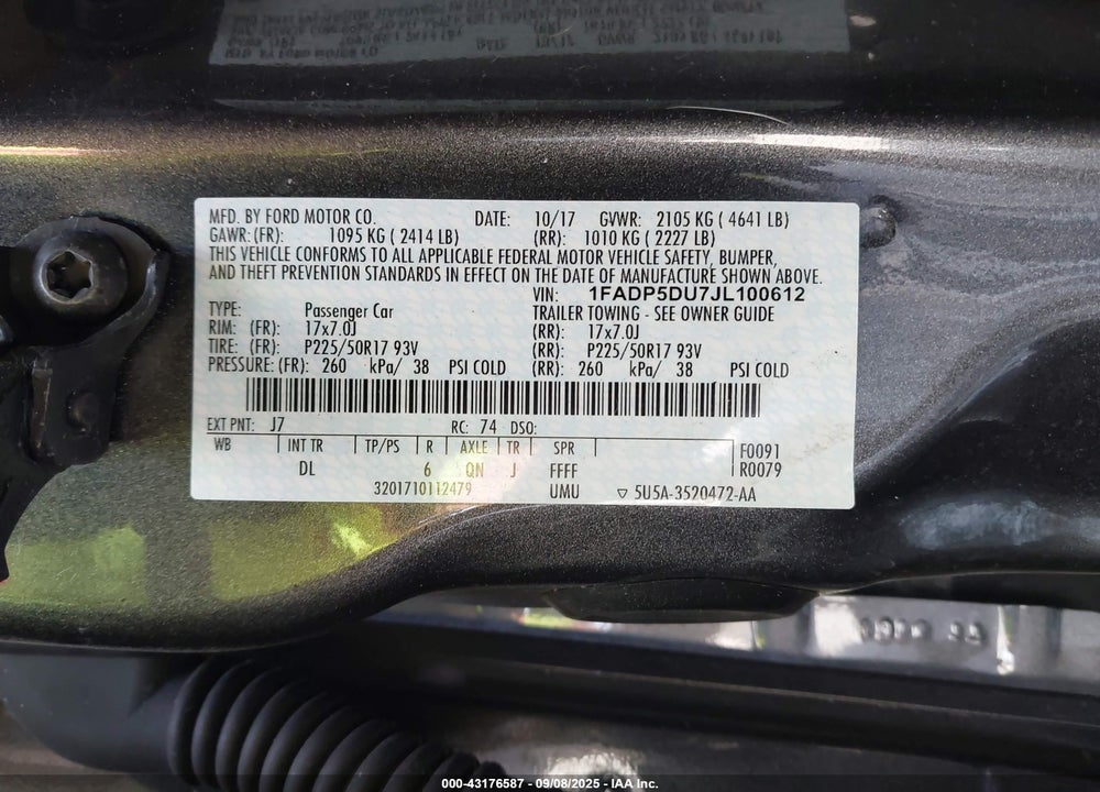 2018 FORD C-MAX VIN: 1FADP5DU7JL100612