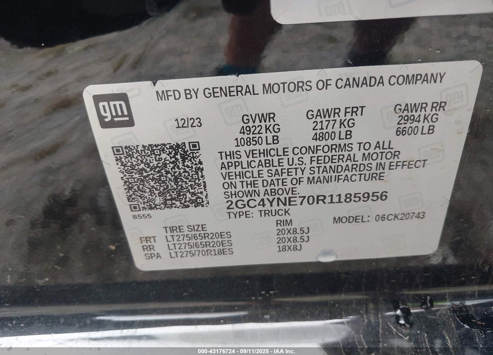 2024 CHEVROLET SILVERADO 2500HD VIN: 2GC4YNE70R1185956