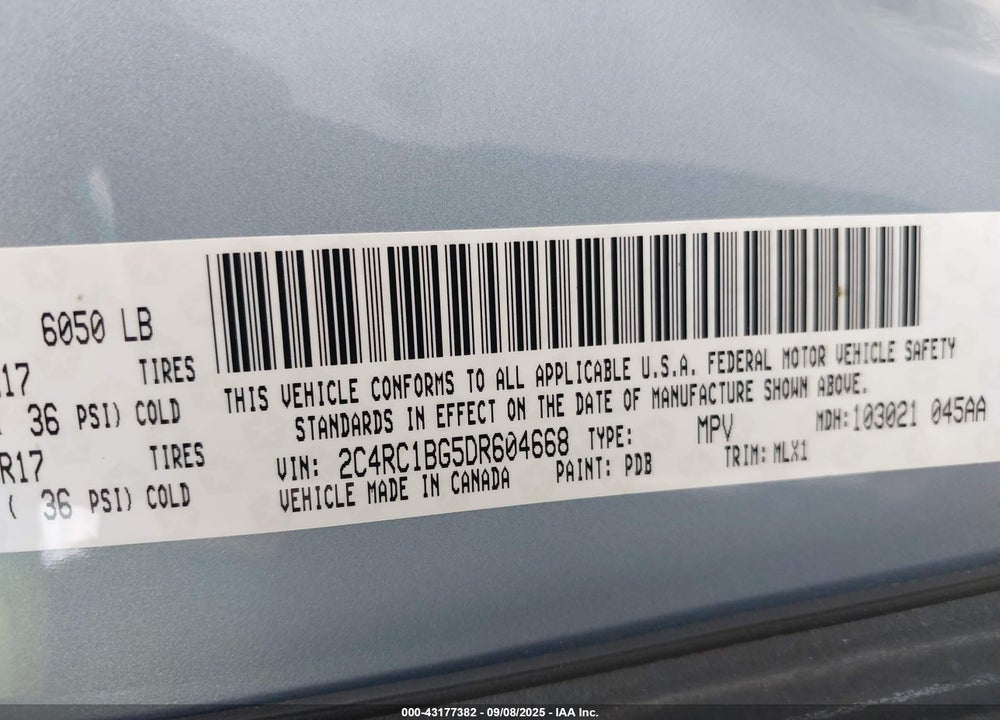 2013 CHRYSLER TOWN & COUNTRY TOURING VIN: 2C4RC1BG5DR604668