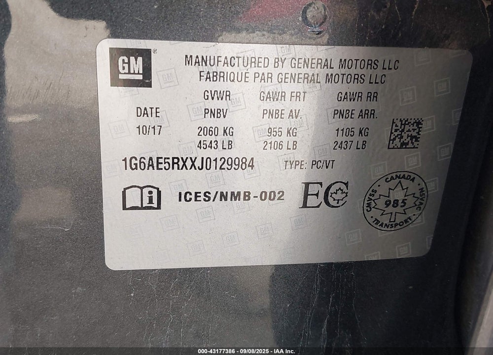 2018 CADILLAC ATS VIN: 1G6AE5RXXJ0129984