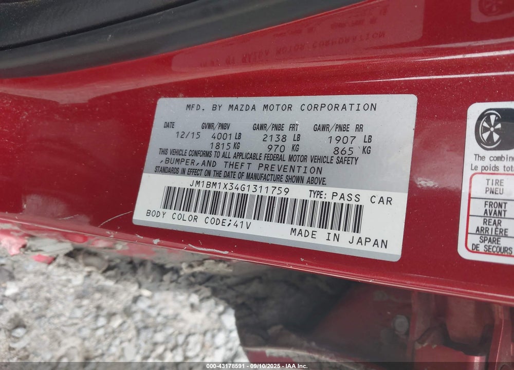2016 MAZDA 3 VIN: JM1BM1X34G1311759