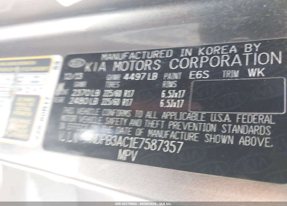 2014 KIA SPORTAGE VIN: KNDPB3AC1E7587357
