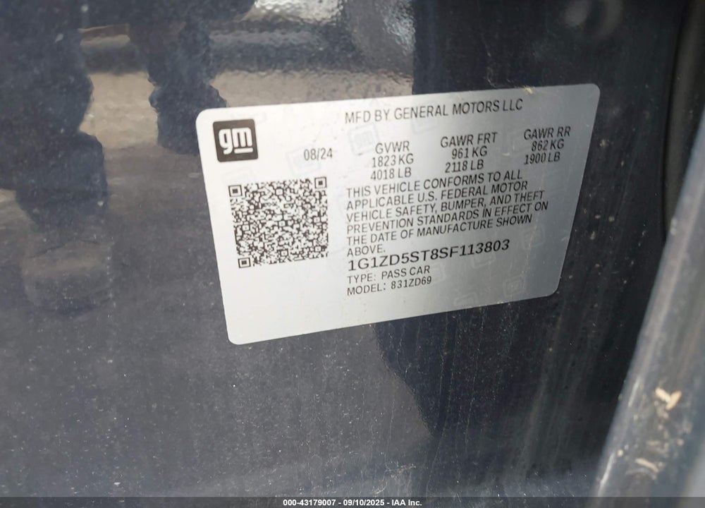 2025 CHEVROLET MALIBU VIN: 1G1ZD5ST8SF113803