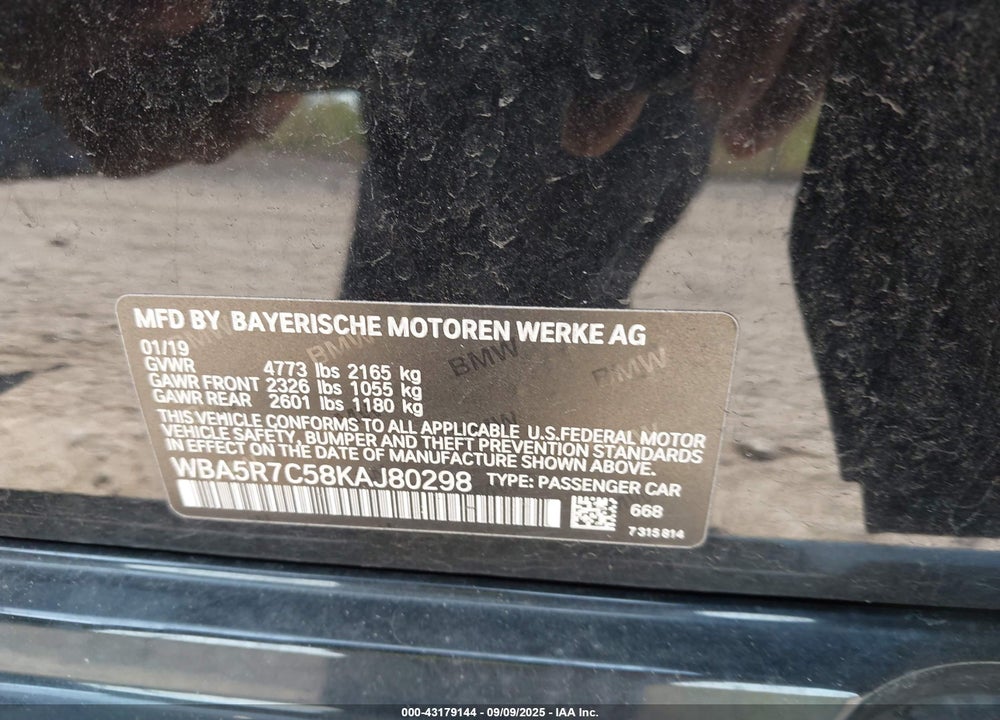 2019 BMW 330I XDRIVE VIN: WBA5R7C58KAJ80298