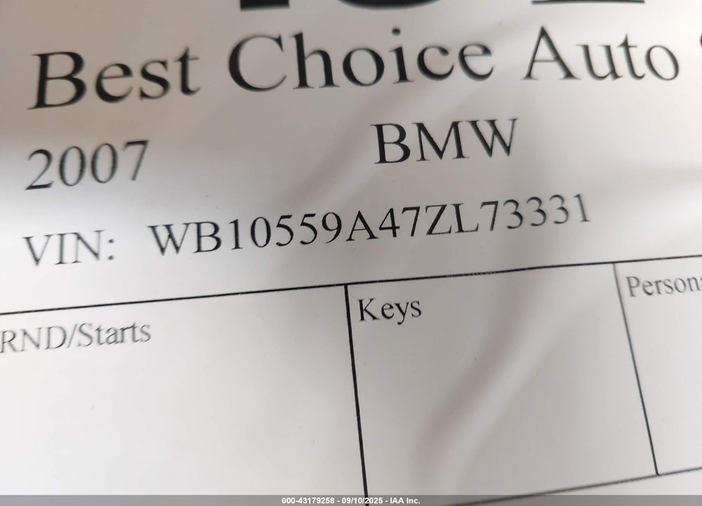 2007 BMW K1200 LT VIN: WB10559A47ZL73331