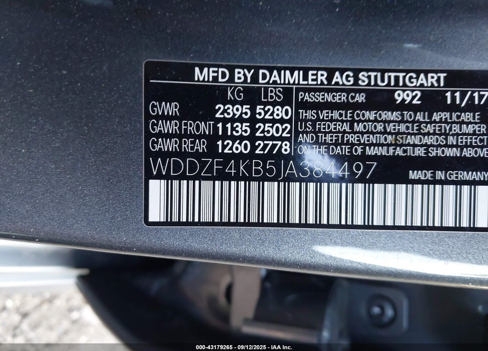 2018 MERCEDES-BENZ E 300 4MATIC VIN: WDDZF4KB5JA384497
