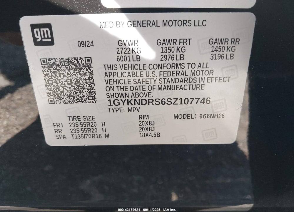 2025 CADILLAC XT5 AWD PREMIUM LUXURY VIN: 1GYKNDRS6SZ107746