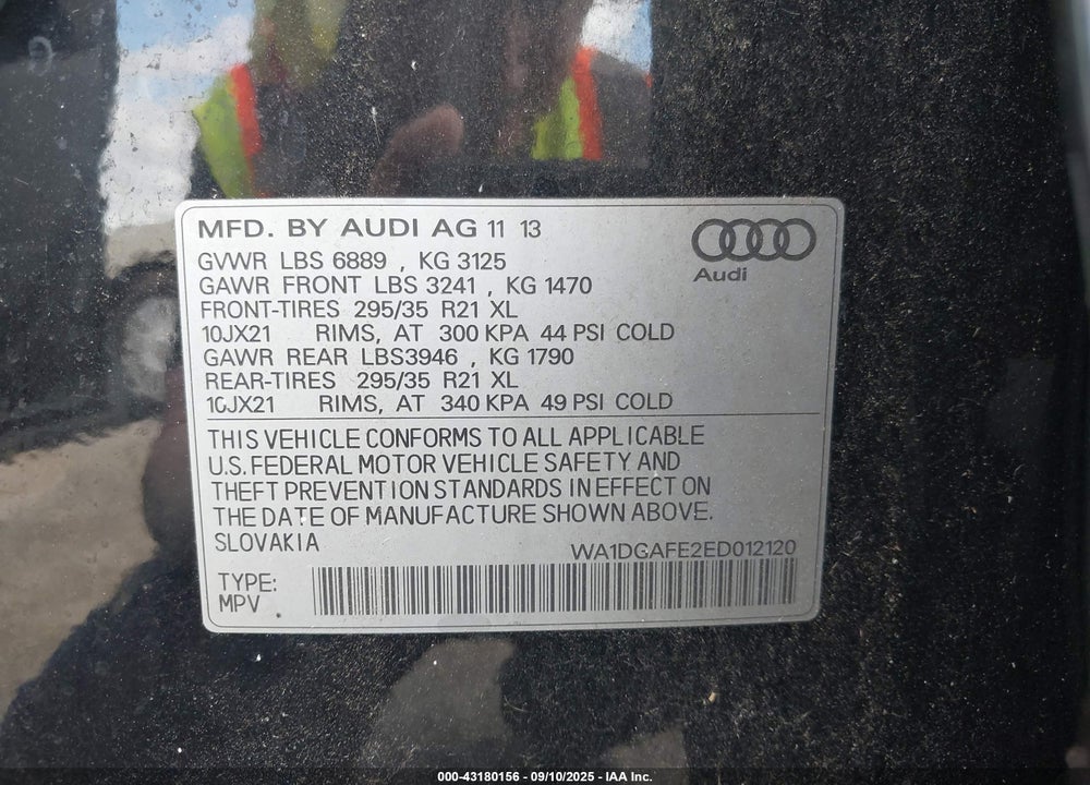 2014 AUDI Q7 VIN: WA1DGAFE2ED012120