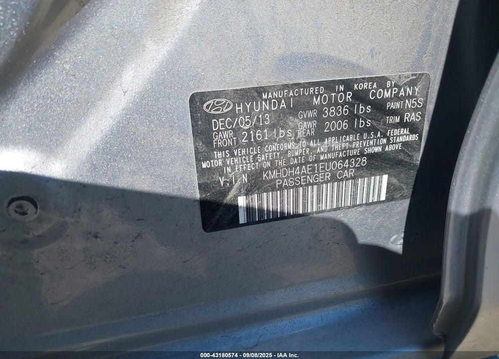 2014 HYUNDAI ELANTRA VIN: KMHDH4AE1EU064328