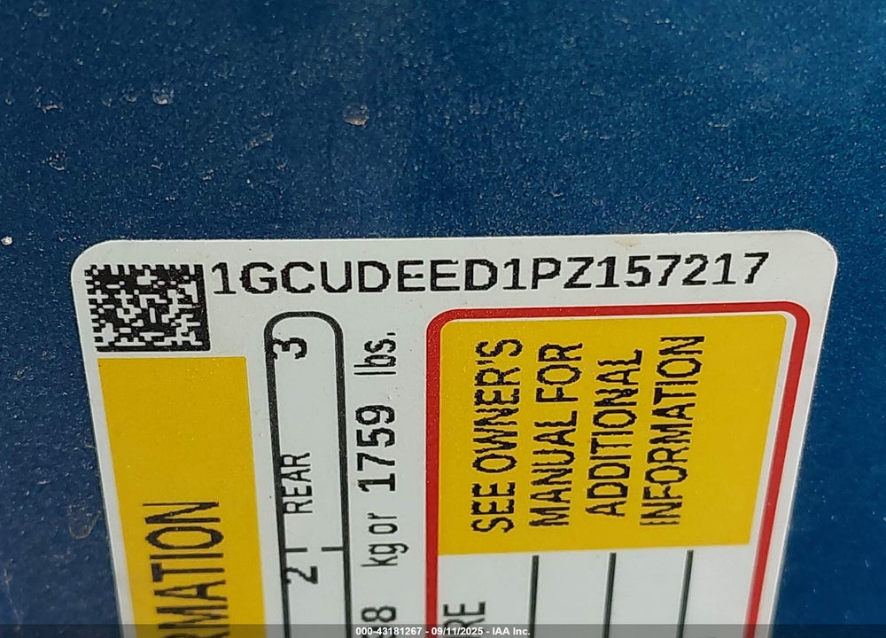 2023 CHEVROLET SILVERADO 1500 VIN: 1GCUDEED1PZ157217