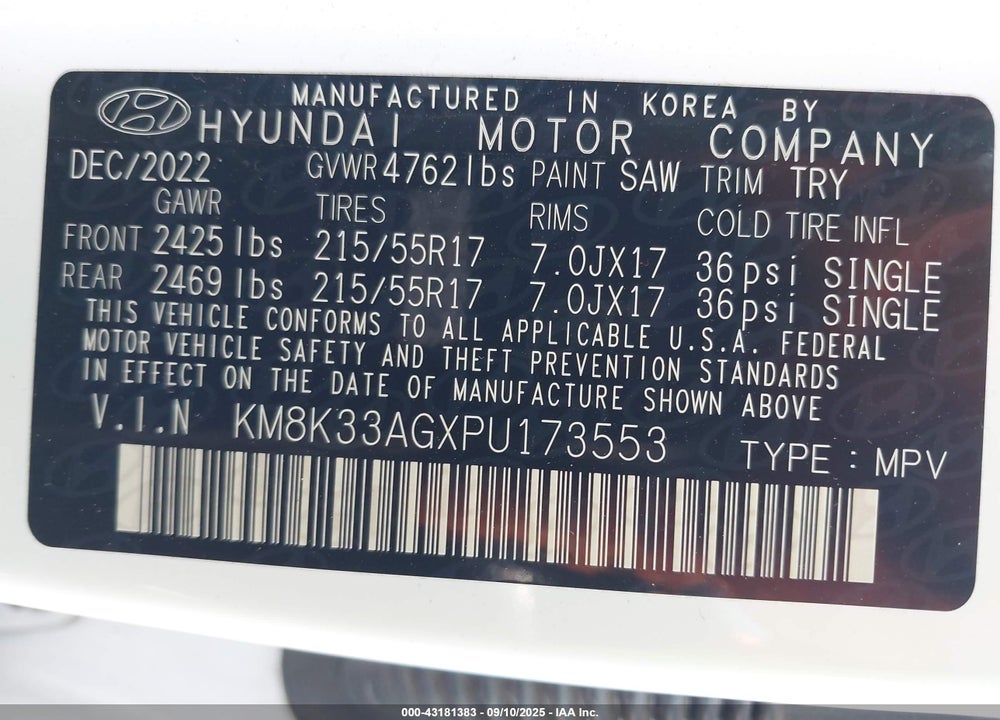 2023 HYUNDAI KONA VIN: KM8K33AGXPU173553