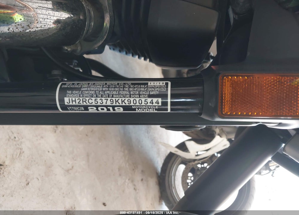 2019 HONDA VT750 C2B VIN: JH2RC5379KK900544