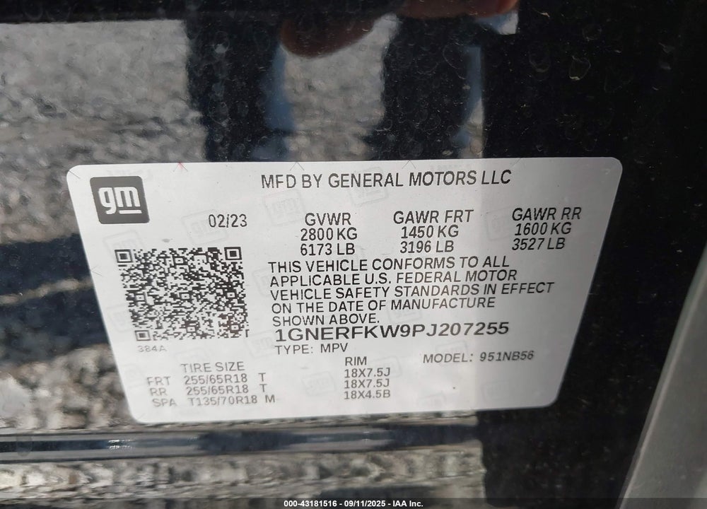 2023 CHEVROLET TRAVERSE VIN: 1GNERFKW9PJ207255