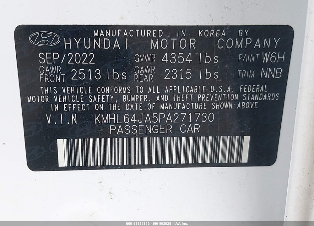 2023 HYUNDAI SONATA SEL VIN: KMHL64JA5PA271730