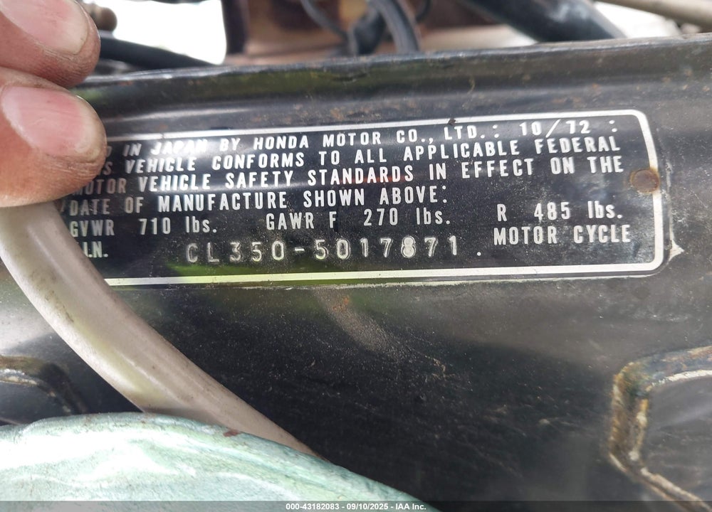 1973 HONDA OFF ROAD VIN: CL3505017871