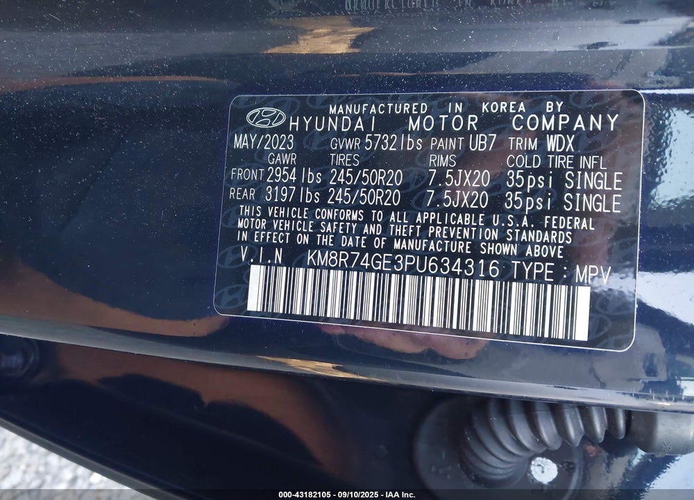 2023 HYUNDAI PALISADE CALLIGRAPHY VIN: KM8R74GE3PU634316