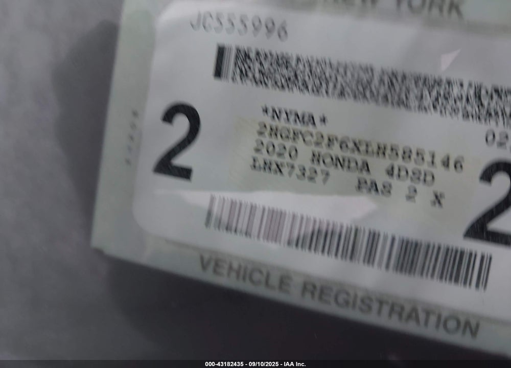 2020 HONDA CIVIC VIN: 2HGFC2F6XLH585146