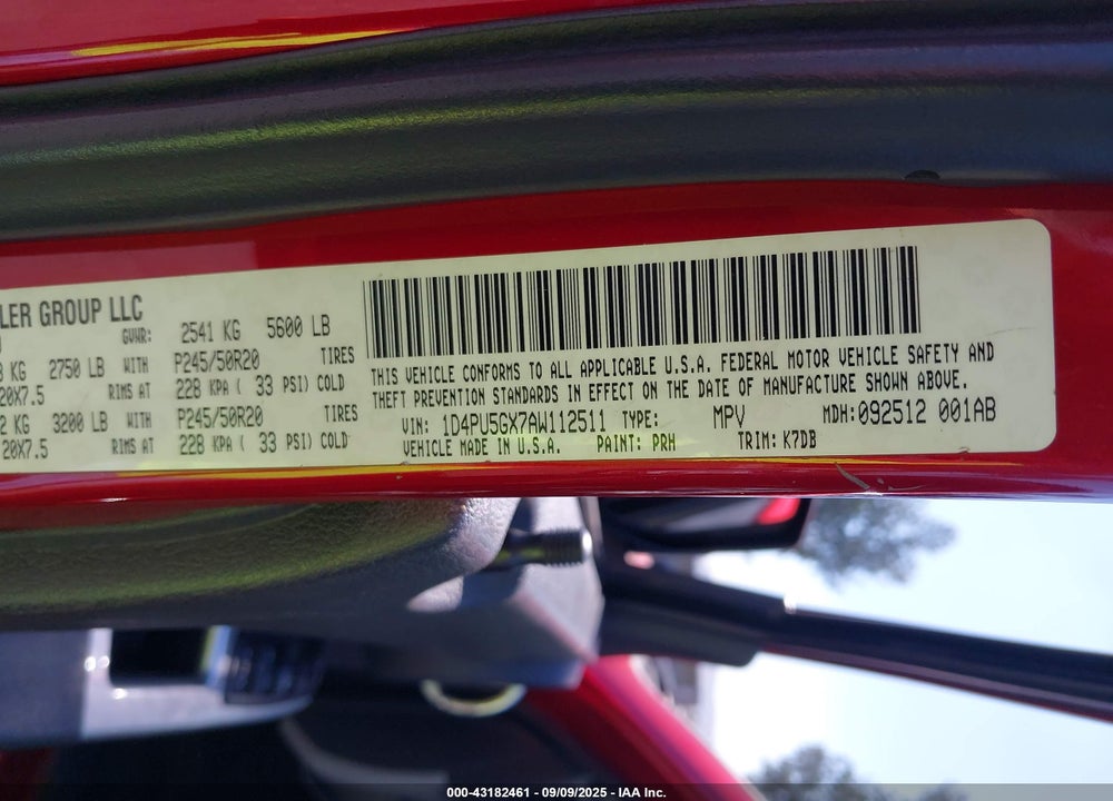 2010 DODGE NITRO VIN: 1D4PU5GX7AW112511