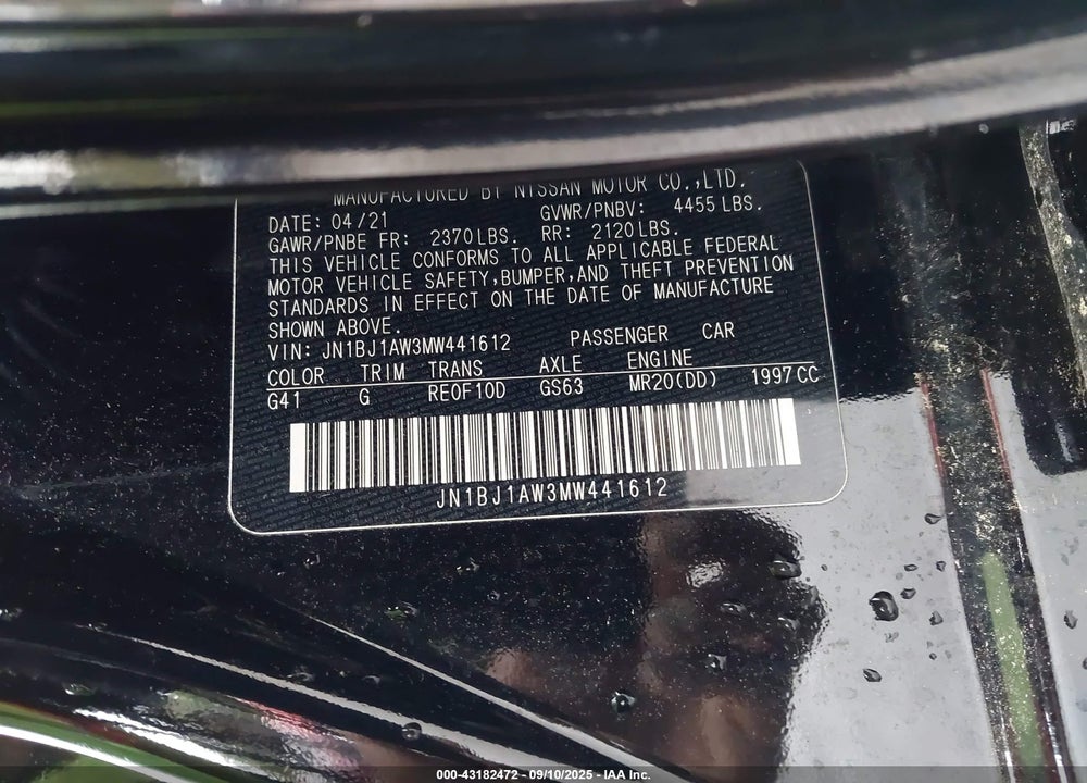 2021 NISSAN ROGUE SPORT VIN: JN1BJ1AW3MW441612