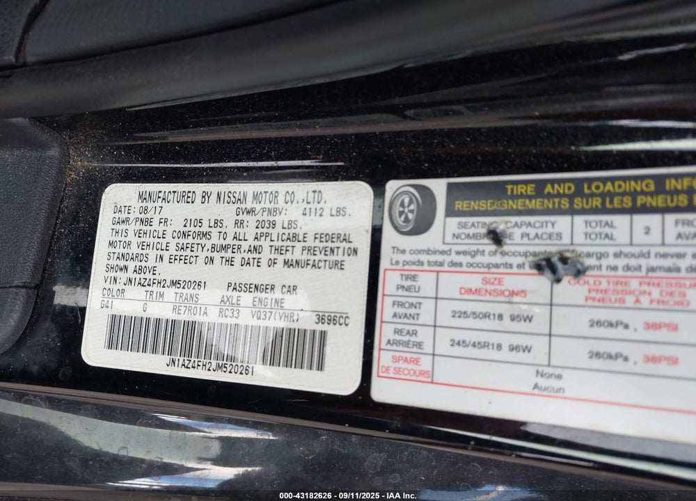 2018 NISSAN 370Z VIN: JN1AZ4FH2JM520261
