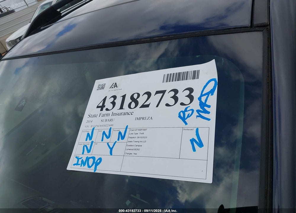 2014 SUBARU IMPREZA 2.0I SPORT LIMITED VIN: JF1GPAU65EH225690