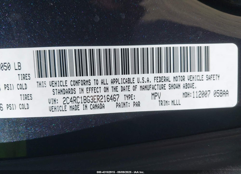 2014 CHRYSLER TOWN & COUNTRY TOURING VIN: 2C4RC1BG3ER216467