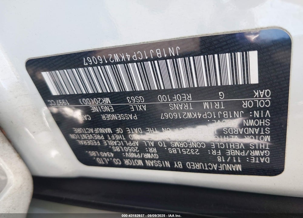 2019 NISSAN ROGUE SPORT VIN: JN1BJ1CP4KW216067