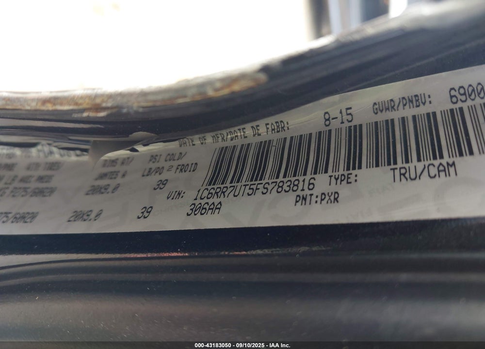 2015 RAM 1500 SPORT VIN: 1C6RR7UT5FS783816