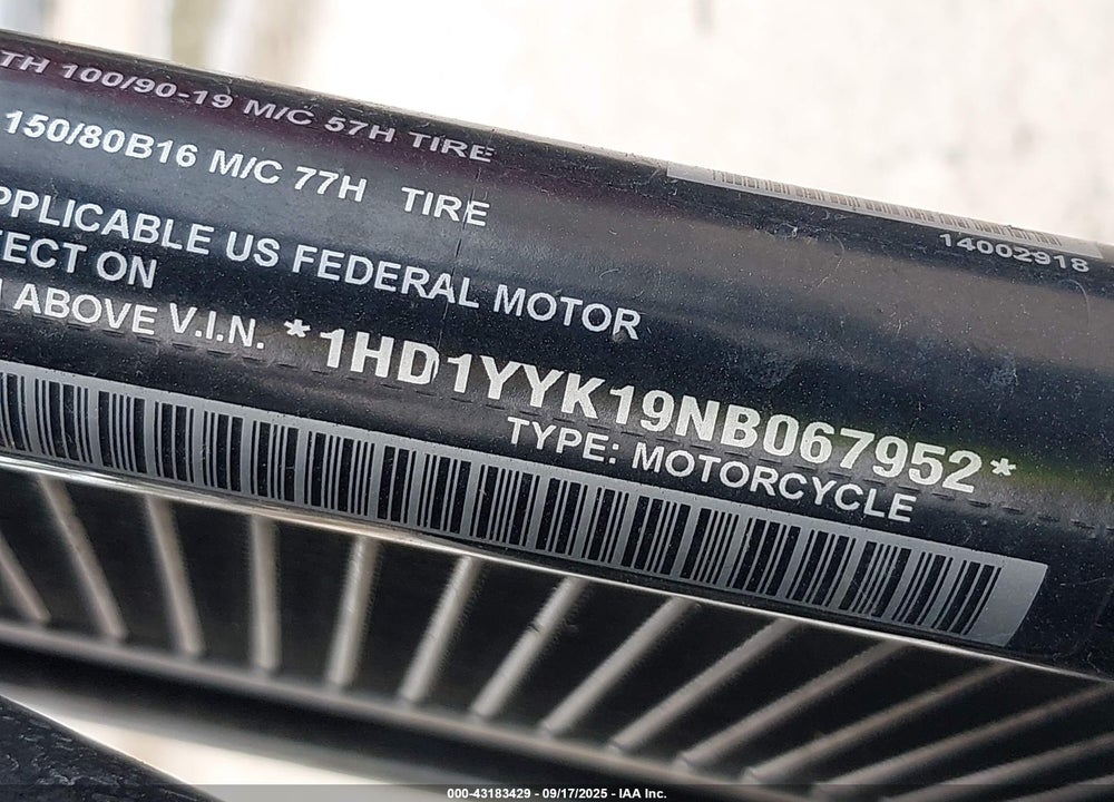 2022 HARLEY-DAVIDSON FXBBS VIN: 1HD1YYK19NB067952