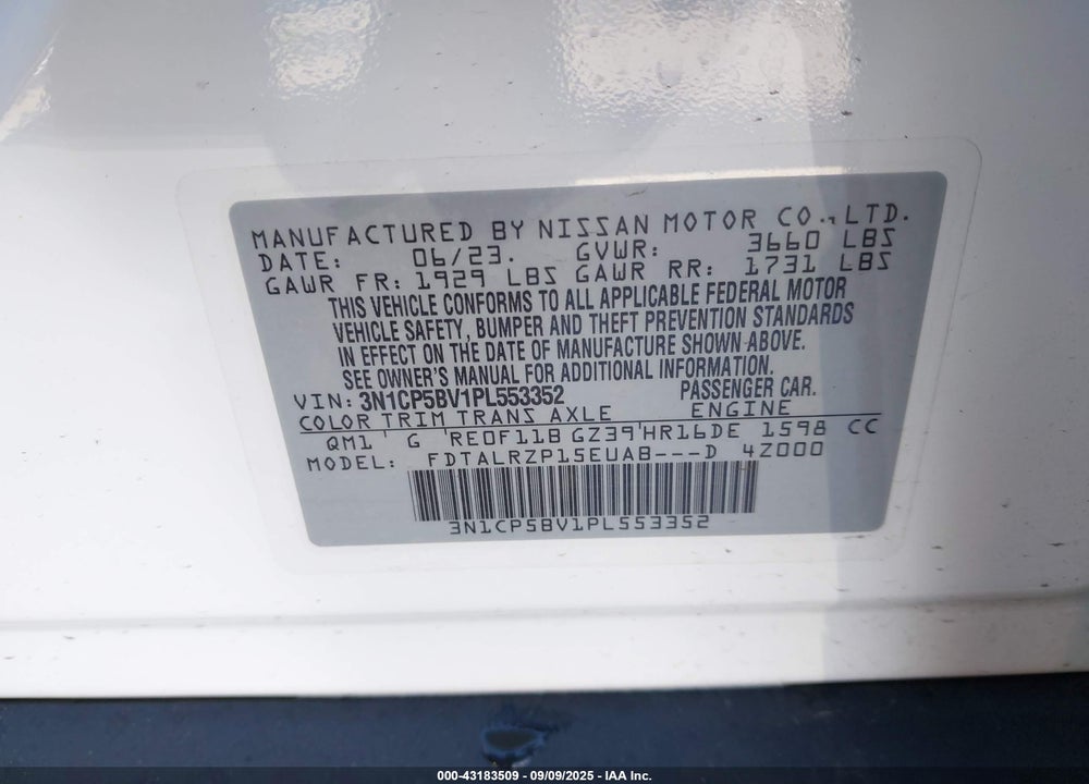 2023 NISSAN KICKS VIN: 3N1CP5BV1PL553352