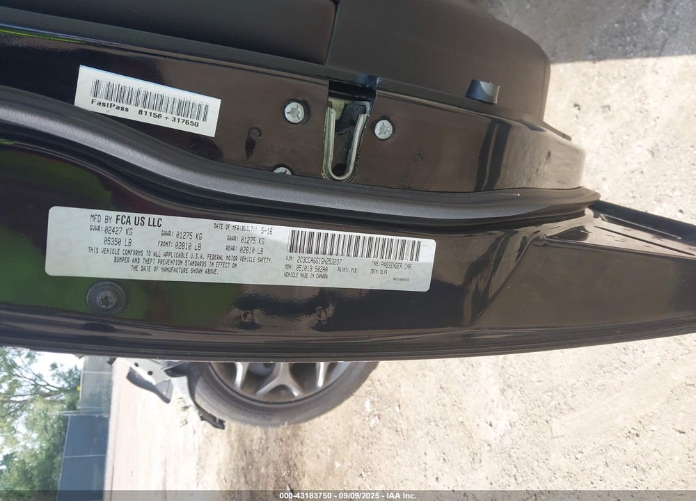 2016 CHRYSLER 300 VIN: 2C3CCAGG1GH253237