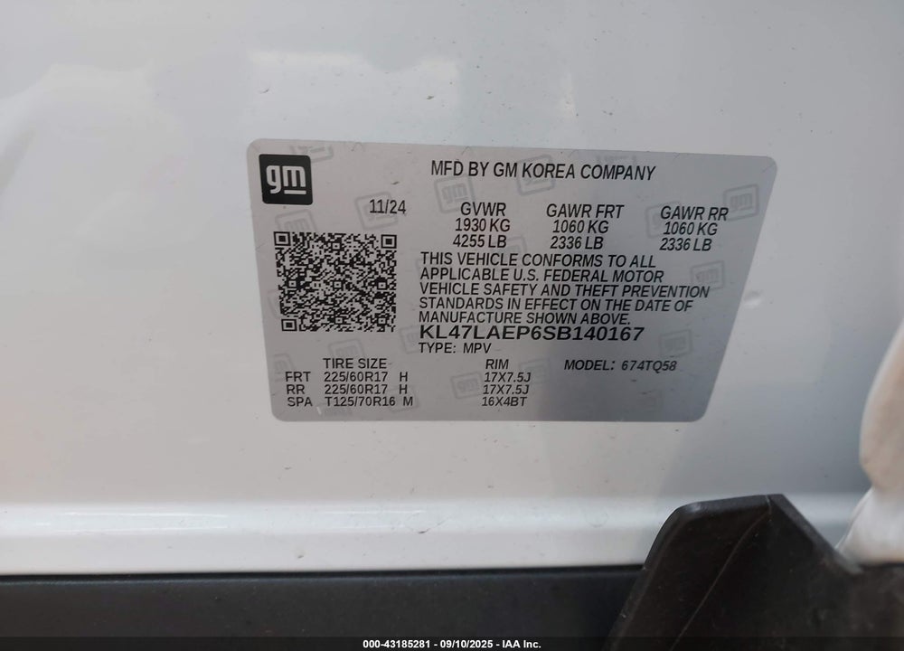 2025 BUICK ENVISTA VIN: KL47LAEP6SB140167