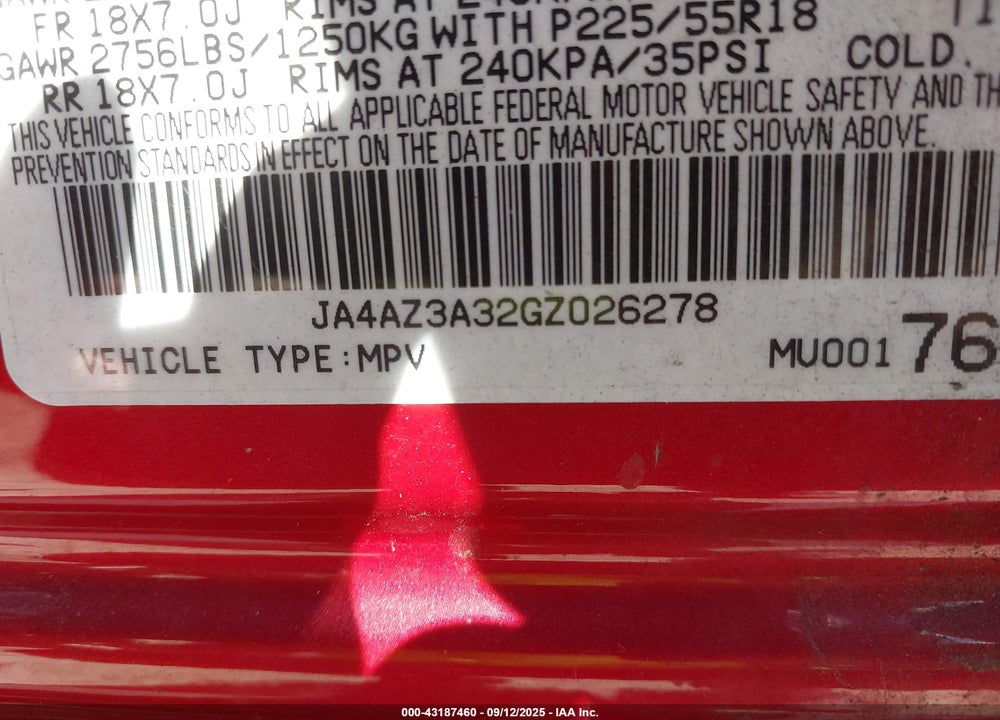 2016 MITSUBISHI OUTLANDER VIN: JA4AZ3A32GZ026278