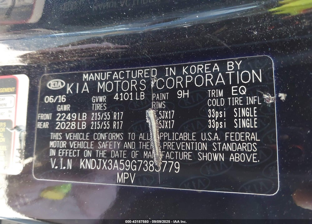 2016 KIA SOUL VIN: KNDJX3A59G7385779