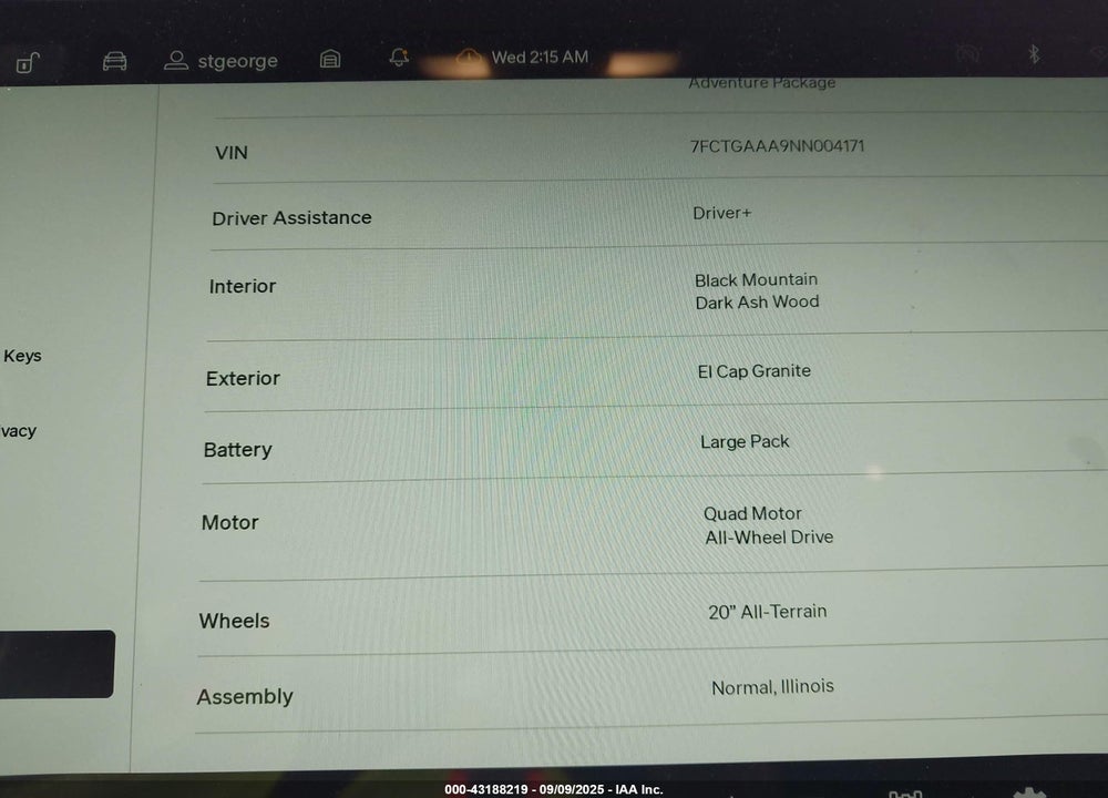 2022 RIVIAN R1T VIN: 7FCTGAAA9NN004171